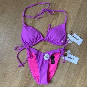 Hurley reversible Solid Pink and Purple Cheeky Bikini
